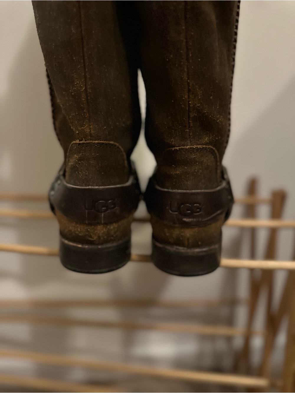 UGG Women’s Dree Boots SZ 10 Brown Tall Riding 1005690 Distressed Leather/Suede